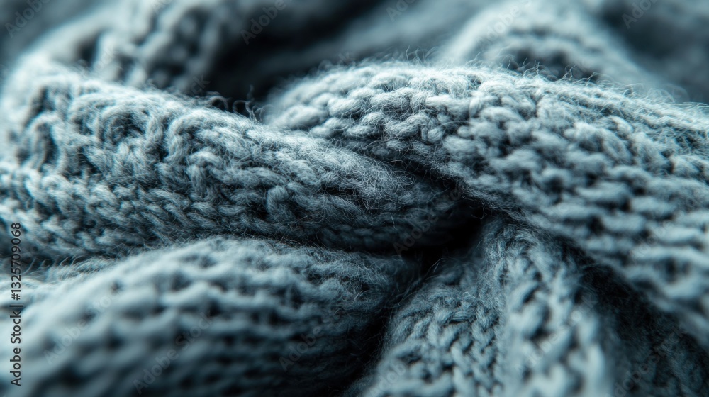 Close-Up View of Cozy Textured Knit Fabric in Soft Light, Highlighting Intricate Patterns and Warmth for Fashion or Interior Design Projects Close-Up View of Cozy Textured Knit Fabric in Soft Light, Highlighting Intricate Patterns and Warmth for Fashion or Interior Design Projects