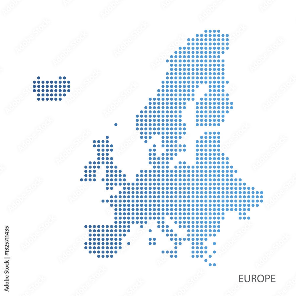Fototapeta premium Europe map dotted blue gradient 