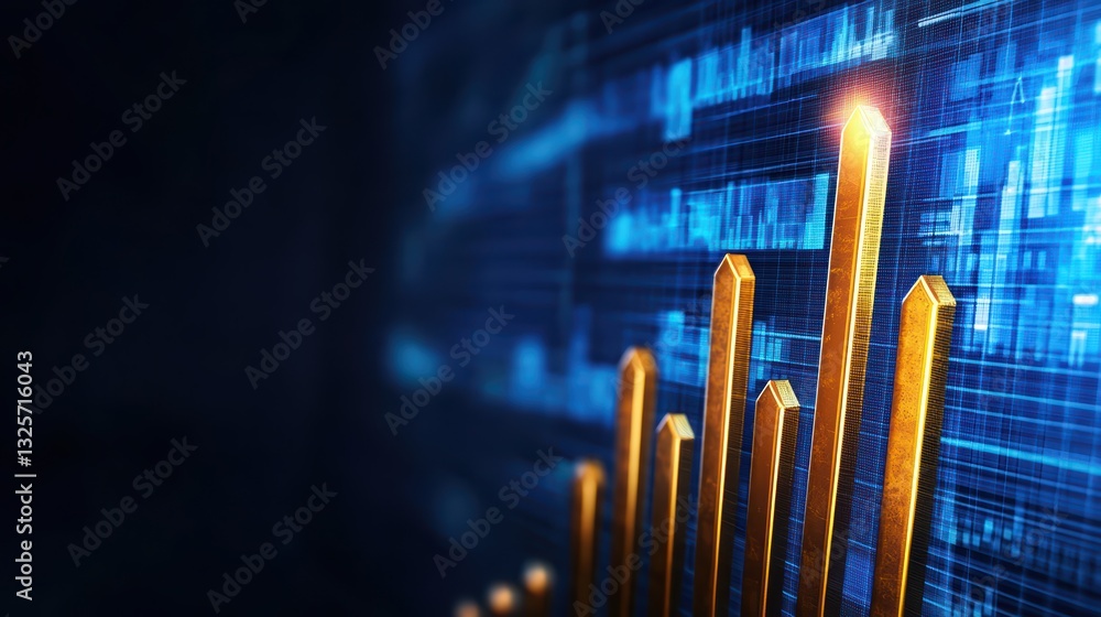 Economic Growth Concept with Rising Financial Graphs and Data Visualization in Blue Tone Economic Growth Concept with Rising Financial Graphs and Data Visualization in Blue Tone
