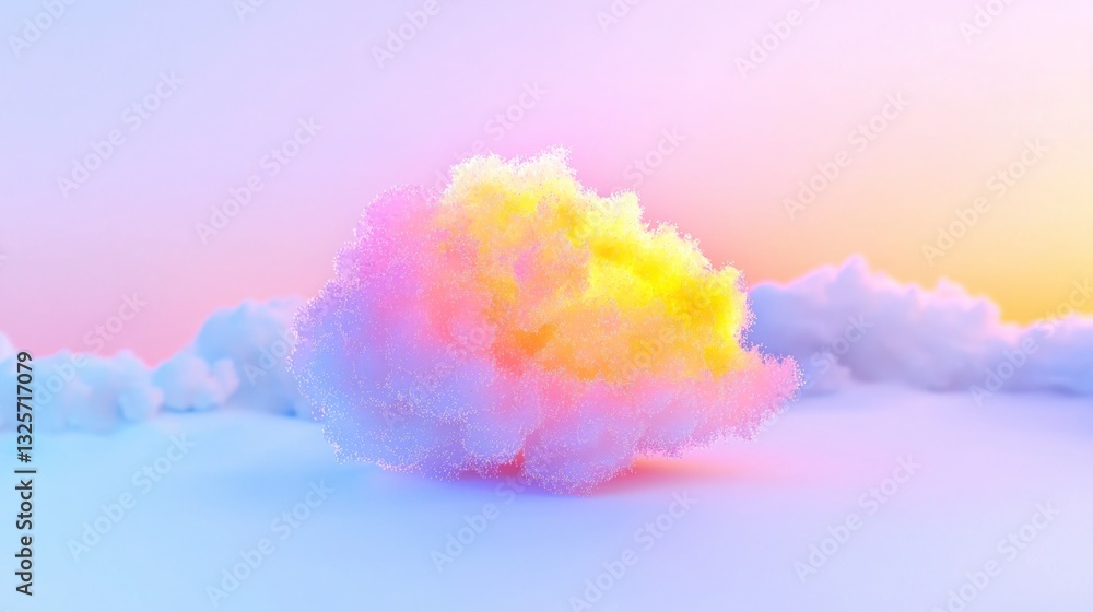 Fototapeta premium Pastel Cloud Dreamy 3D Render Soft Light Fluffy Abstract Background