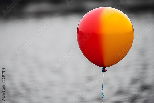 A brightly colored balloon floating against a clean, monochrome background, symbolizing freedom, childhood joy, and lightness