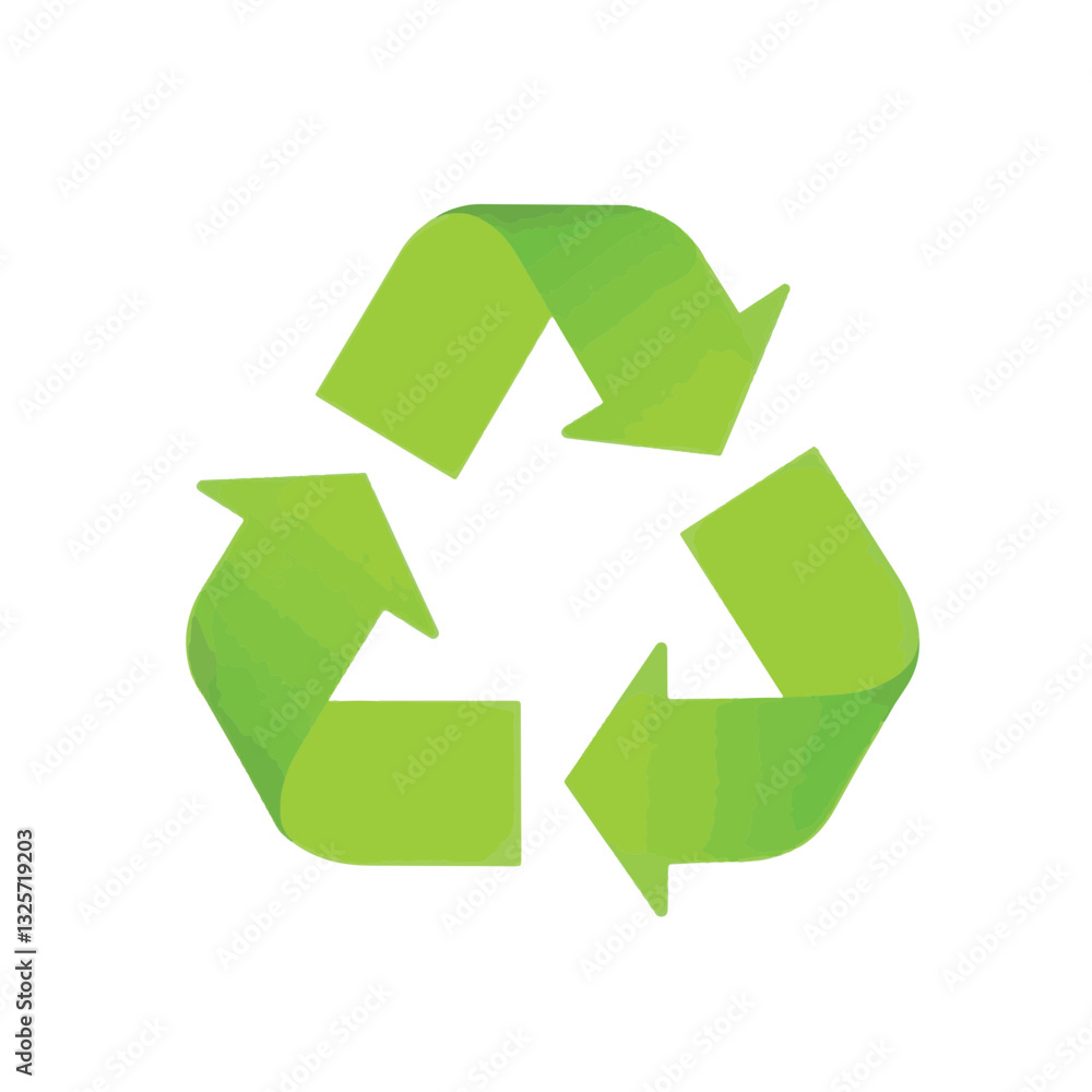 Minimalist recycling symbol with green arrows on white background, sustainability Minimalist recycling symbol with green arrows on white background, sustainability