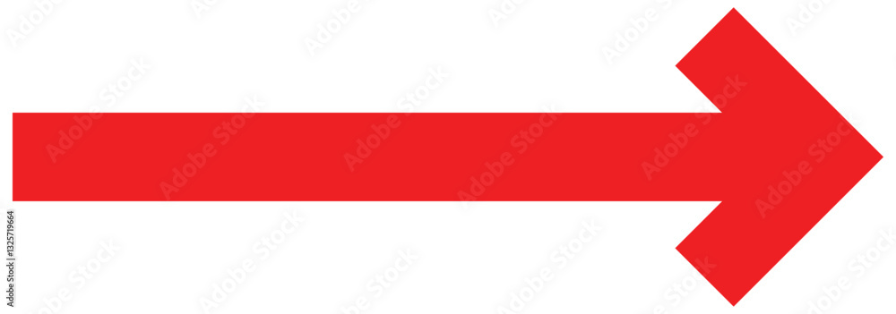 Large red long arrow icon. Red horizontal arrow. Straight long arrow vector icon. Long direction arrow icon in flat style. Arrow icon pointing toward right for web design. Vector illustration Large red long arrow icon. Red horizontal arrow. Straight long arrow vector icon. Long direction arrow icon in flat style. Arrow icon pointing toward right for web design. Vector illustration