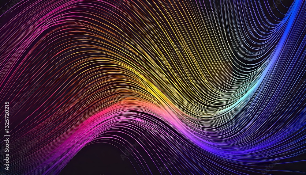 Fototapeta premium Abstract geometric line wave poster vector set in vibrant hues