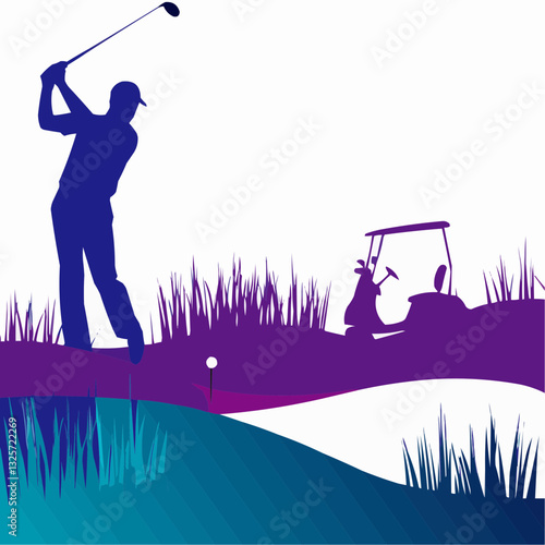 Silhouette of a man playing golf