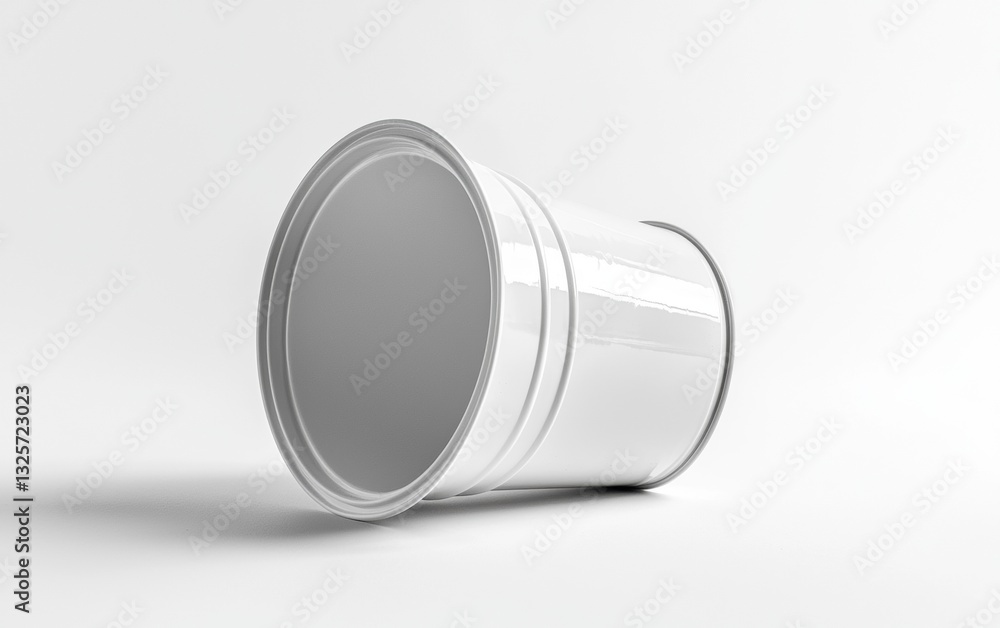 White cylindrical container positioned on a flat surface with a clean appearance and minimalistic design White cylindrical container positioned on a flat surface with a clean appearance and minimalistic design