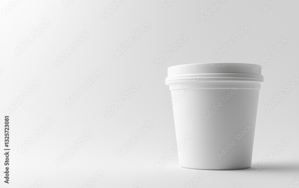 Plain white disposable cup on a minimalist background emphasizing simplicity and functionality in design Plain white disposable cup on a minimalist background emphasizing simplicity and functionality in design