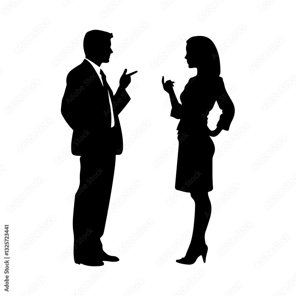 Silhouette of an Interpreter, Translation Service, business man and woman Silhouette of an Interpreter, Translation Service, business man and woman