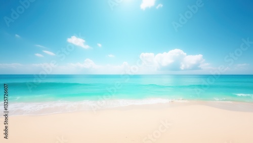 Wallpaper Mural A serene beach scene with turquoise waters and a clear blue sky, perfect for a beach t-shirt design. Torontodigital.ca