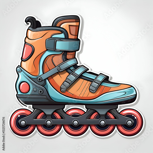 Cartoon Rollerblades. sticker vector. on an empty white background