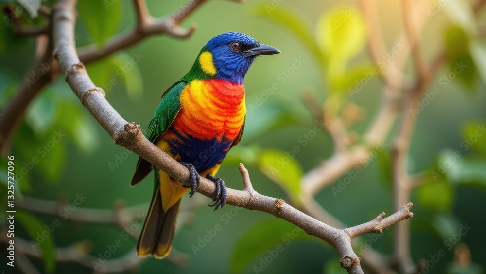 A beautiful bird with vibrant colors sits on a branch, showcasing its stunning plumage. A beautiful bird with vibrant colors sits on a branch, showcasing its stunning plumage.