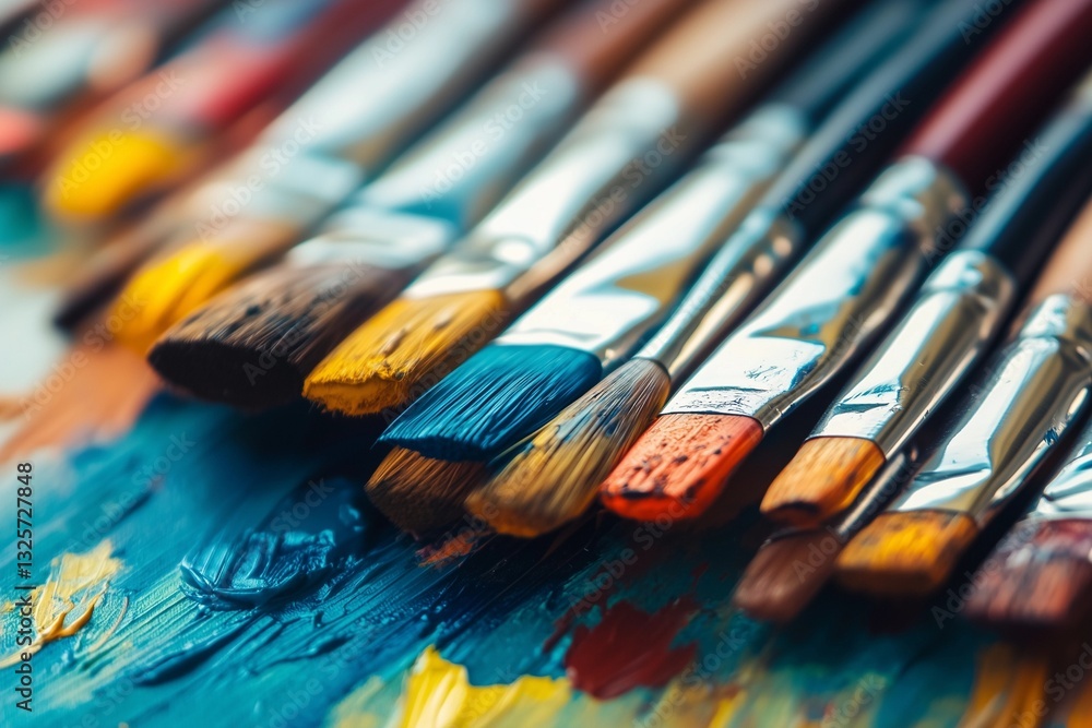 Fototapeta premium watercolor paints and brushes