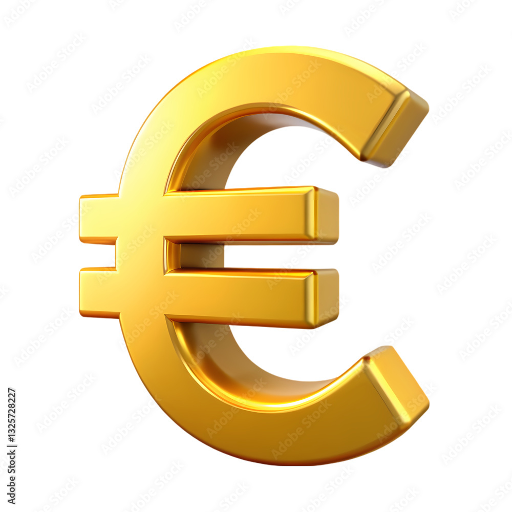 Golden Euro Symbol: 3D Render on transparent background Golden Euro Symbol: 3D Render on transparent background