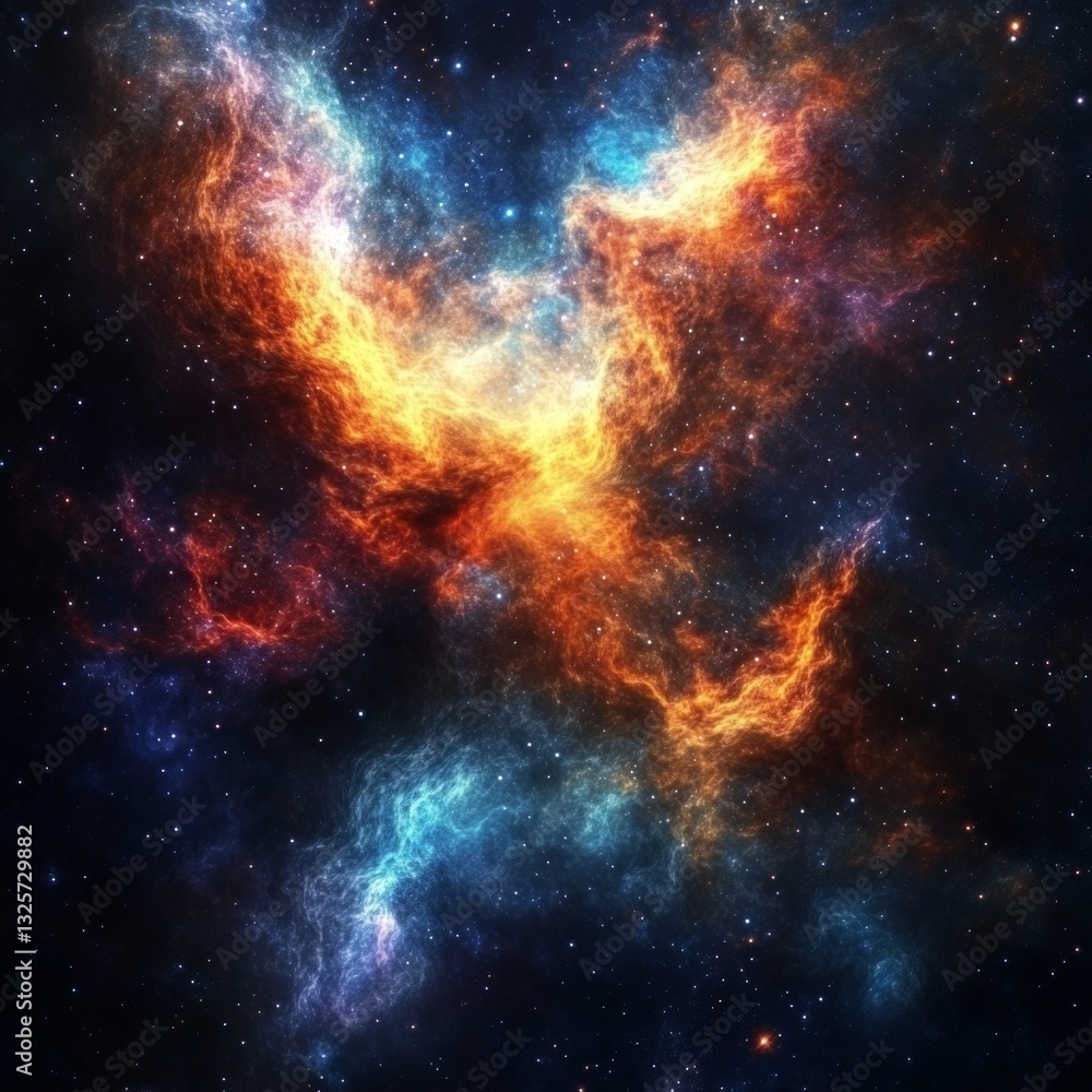 Colorful Galaxy with Vibrant Nebulae and Stars in Cosmic Background Colorful Galaxy with Vibrant Nebulae and Stars in Cosmic Background