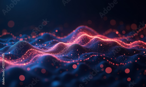 Glowing Particle Waves, Abstract Data Background - Abstract backgro.