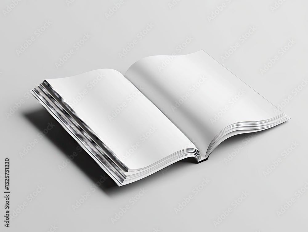 Open book with blank pages, ready for creative content or graphic design Open book with blank pages, ready for creative content or graphic design