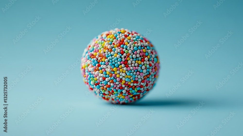 Obraz premium Sprinkled sphere isolated on blue backdrop