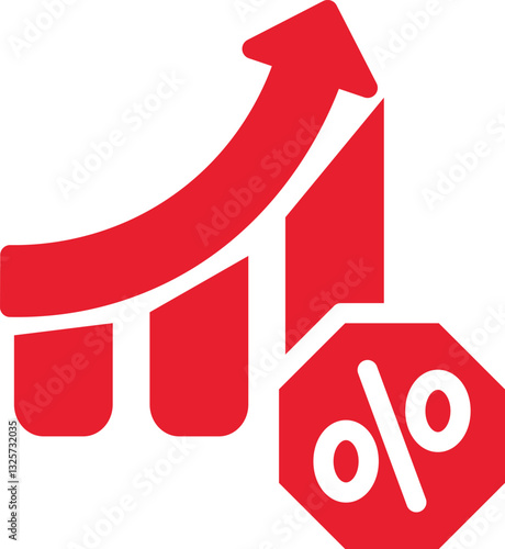 Depreciation and appreciation icon red color