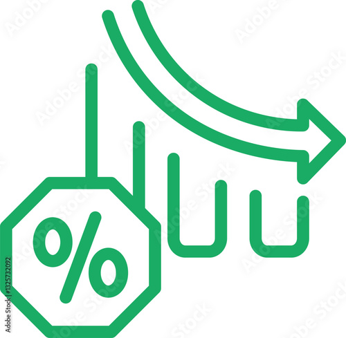 Depreciation and appreciation icon green color