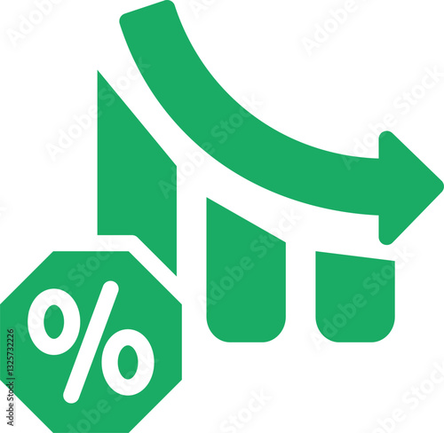 Depreciation and appreciation icon green color