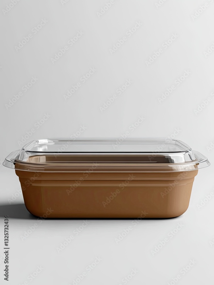 Minimalist Studio Shot of a Brown Food Container with a Clear Lid Minimalist Studio Shot of a Brown Food Container with a Clear Lid