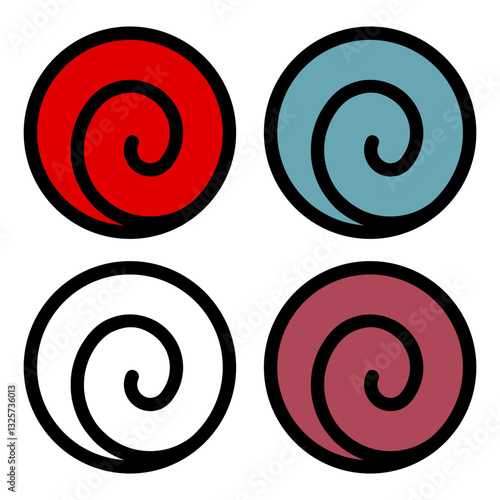 Set 4 Spiral, in japanese Uzumaki, is the symbol of the Uzumaki clan. Uzumaki clan are relatives with the Senju vector.Eps 10