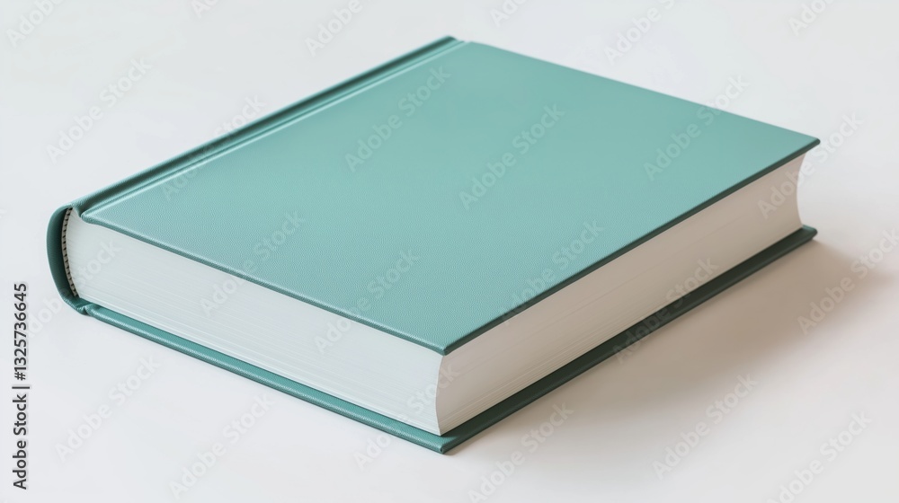 closed hardback book with a vibrant, solid green pastel cover, crisp white pages, and slightly visible spine. The book is set against a plain, bright white background closed hardback book with a vibrant, solid green pastel cover, crisp white pages, and slightly visible spine. The book is set against a plain, bright white background
