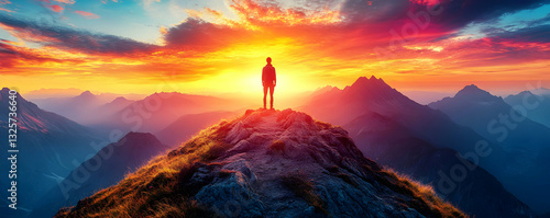 Sunset Mountaintop Silhouette