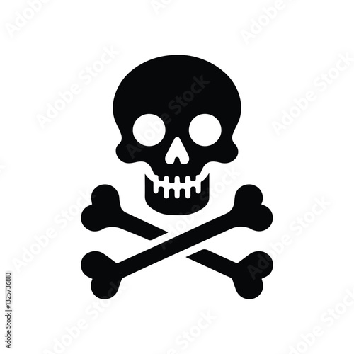 skull and bones icon, poison symbol isolated on transparent background