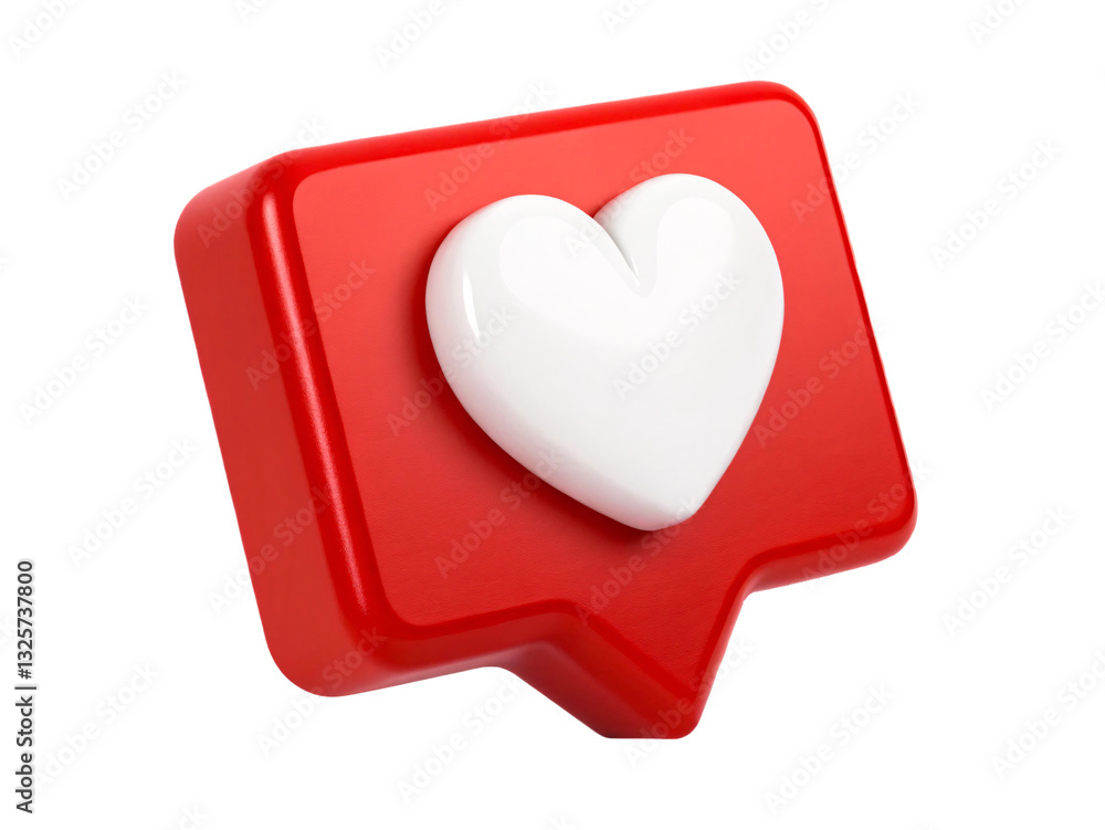 3D Social Media Like Button - Red Speech Bubble with White Heart PNG Transparent 3D Social Media Like Button - Red Speech Bubble with White Heart PNG Transparent