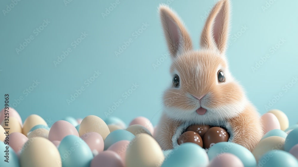 Obraz premium Happy Easter day with Colorful Easter eggs,Spring holiday,Happy easter eggs,festive clip art,Happy Easter greeting card, poster, banner template,april festive concept.