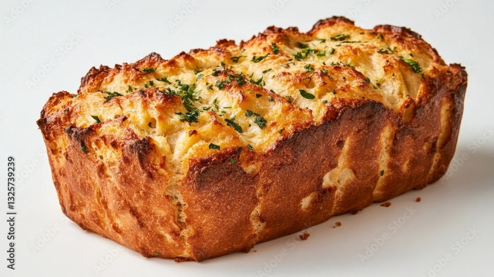 Freshly Baked Savory Bread Loaf with Herbs and Cheese on Table Freshly Baked Savory Bread Loaf with Herbs and Cheese on Table