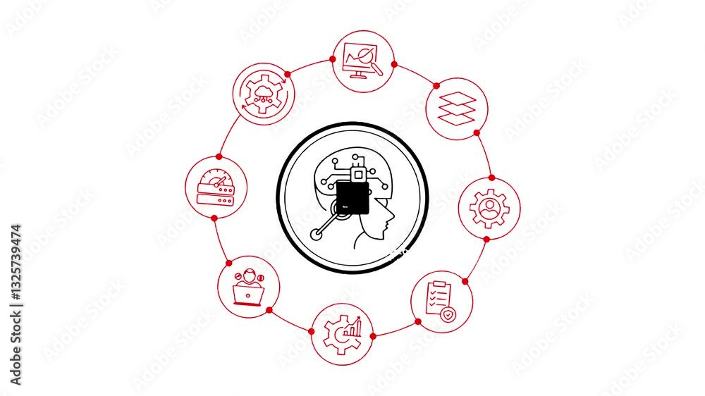 Glowing neon line Artificial Intelligence & Machine Learning.Realistic of a smart device Artificial intelligence. Automated machine learning, smart robot. Glowing neon line Artificial Intelligence & Machine Learning.Realistic of a smart device Artificial intelligence. Automated machine learning, smart robot.