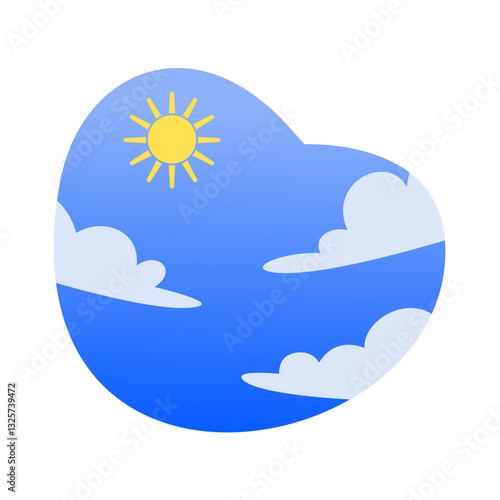 Simple Sun and Cloud Illustration. Sunrise Symbol in Flat Design