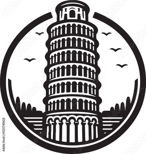 minimalist logo of the tower of pisa