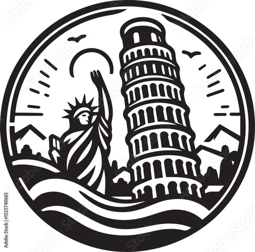 minimalist logo of the tower of pisa