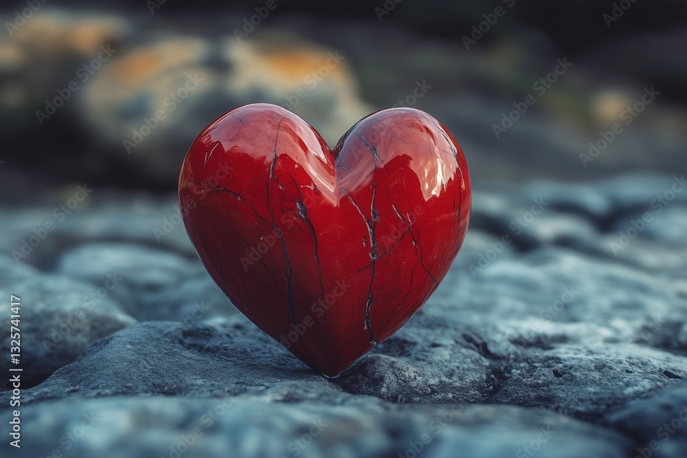Fototapeta premium red heart on the snow