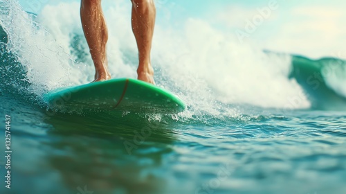 Surf culture captured in a vibrant, candid street-style beach shot photo