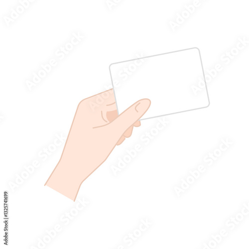 白いカードを持った女性の手のイラスト (フラットデザイン)