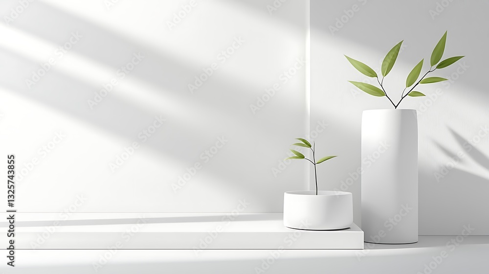 Obraz premium Minimalist white room with shadows