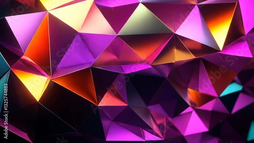 Mesmerizing geometric patterns: colorful reflections and dynamic light transitions