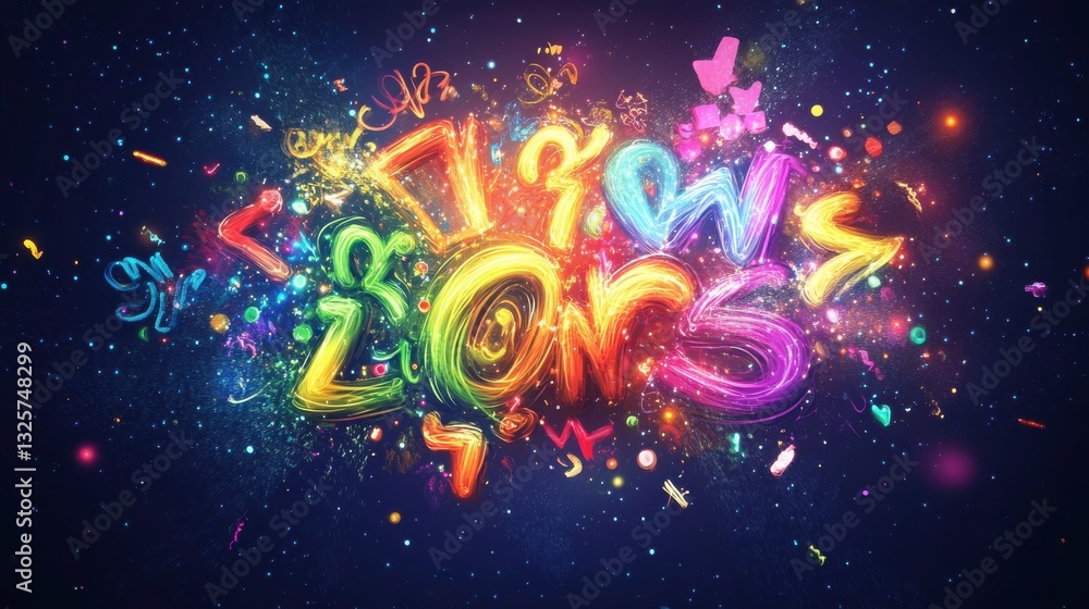 Naklejka premium Colorful Playful Lettering with Vibrant Background