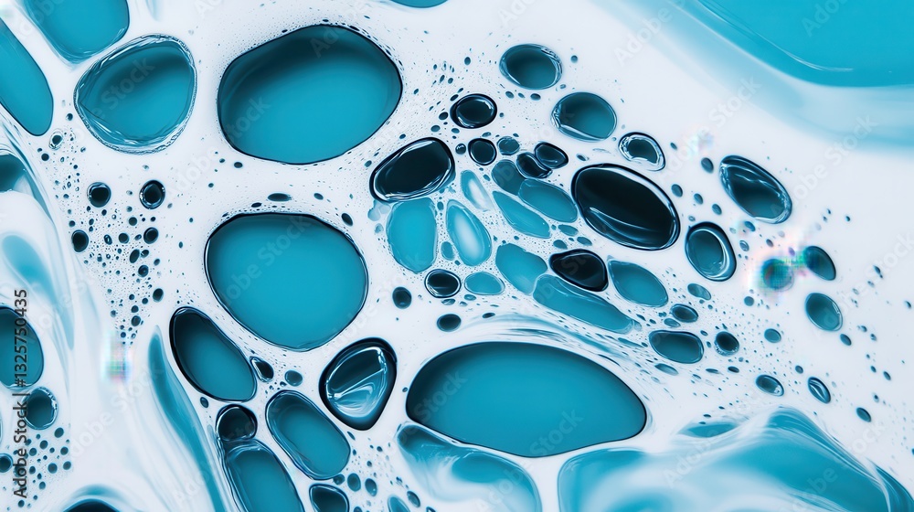 Abstract Blue and White Fluid Shapes with Bubbles and Patterns Abstract Blue and White Fluid Shapes with Bubbles and Patterns