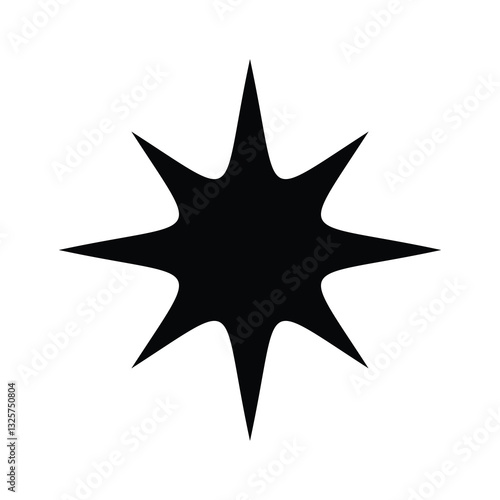 eight pointed star icon design black force on a transparent background, vector drawing for a stencil.