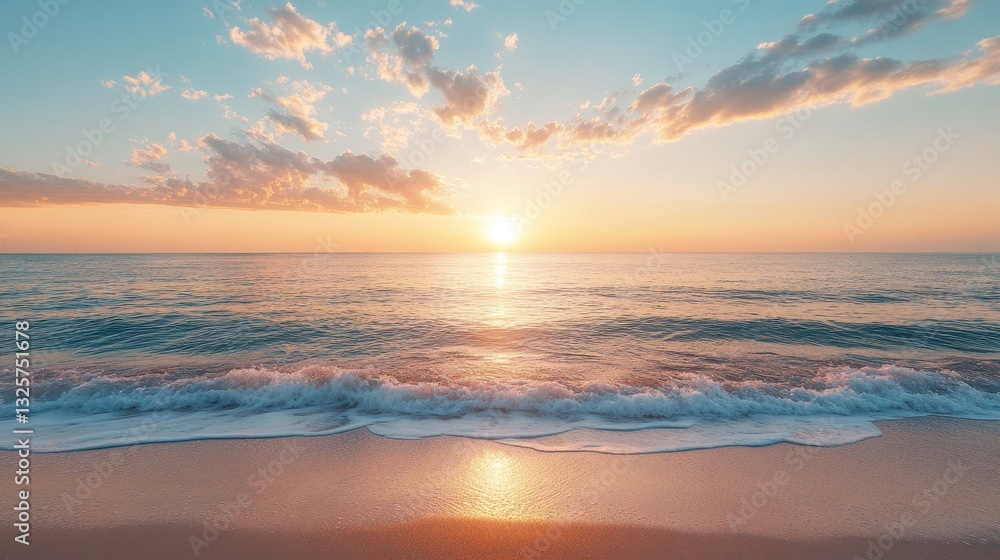 Obraz premium Summer beach sunset clear sky outdoor travel experience hot sunshine serene environment