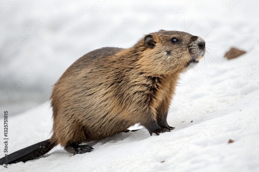 Obraz premium beaver with white background