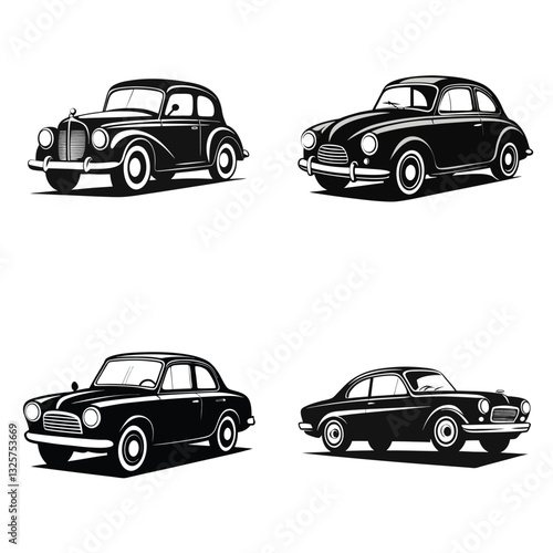 Classic Cars in Black and White: A collection of vintage automobiles, presented in elegant black and white, showcases their timeless design, evoking a sense of nostalgia and automotive history.