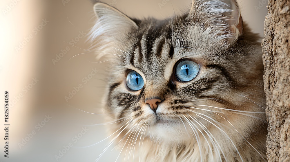 Captivating Feline Close Up with Luminous Blue Eyes Captivating Feline Close Up with Luminous Blue Eyes