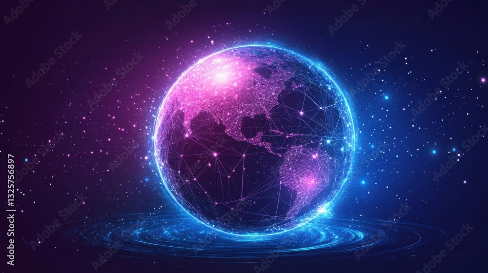 Fototapeta premium Glowing Digital Earth Network Connection