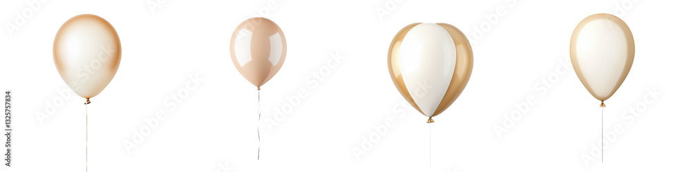 Elegant white and gold balloons floating in the air creating a festive and joyful atmosphere for special occasions Elegant white and gold balloons floating in the air creating a festive and joyful atmosphere for special occasions
